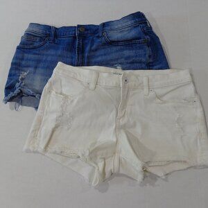 2 PCs Lila Ryan Denim Shorts White/Blue Stretch Hem Cut-Off Cotton Blend Size 29